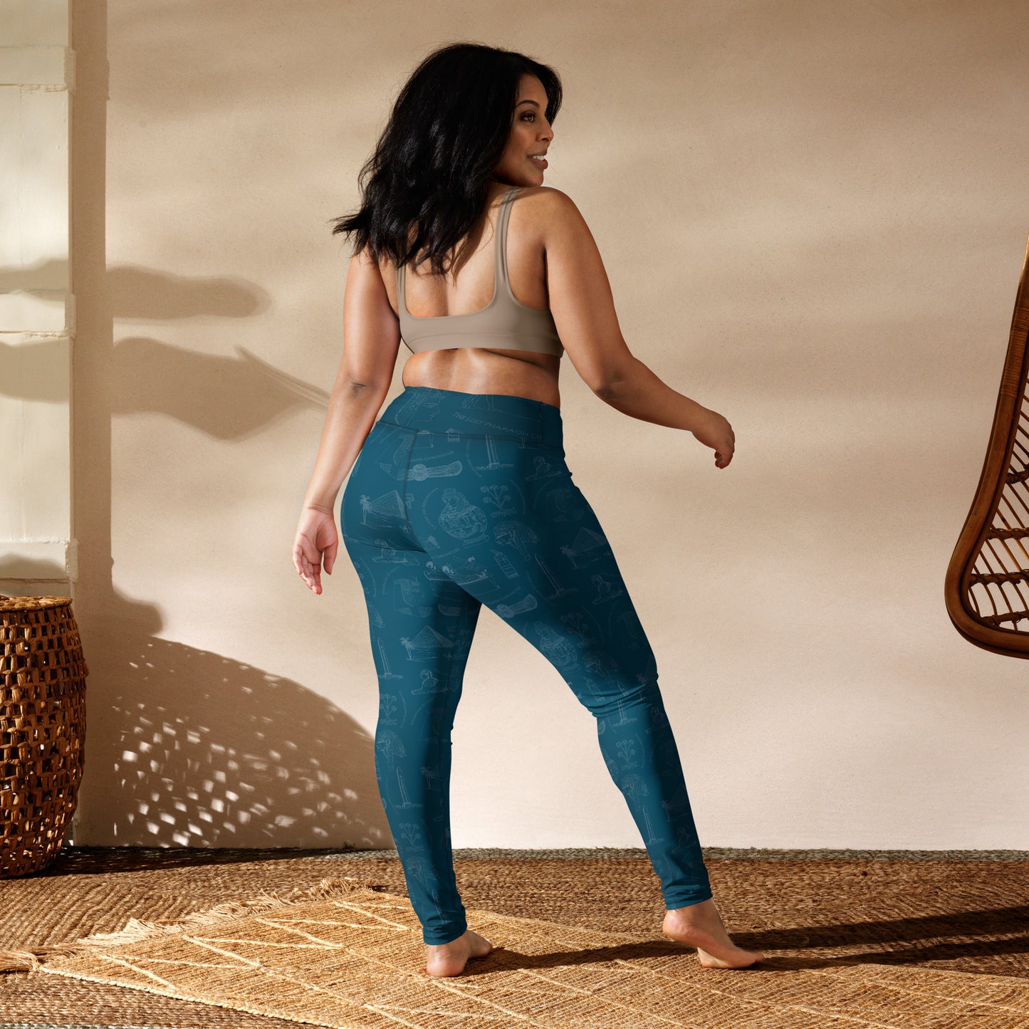 "Yes, My Lotus Blossom" Ancient Egypt Subtle Print Yoga Leggings