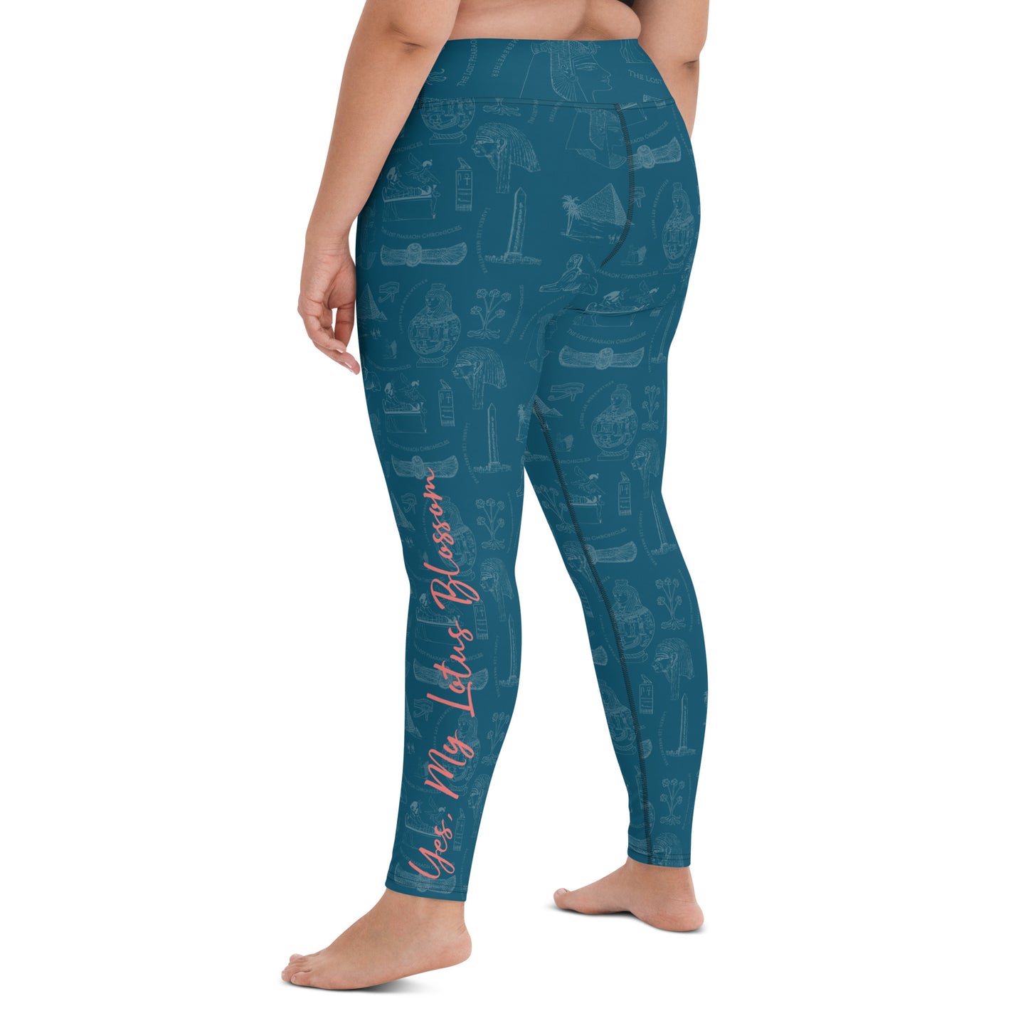 "Yes, My Lotus Blossom" Ancient Egypt Subtle Print Yoga Leggings