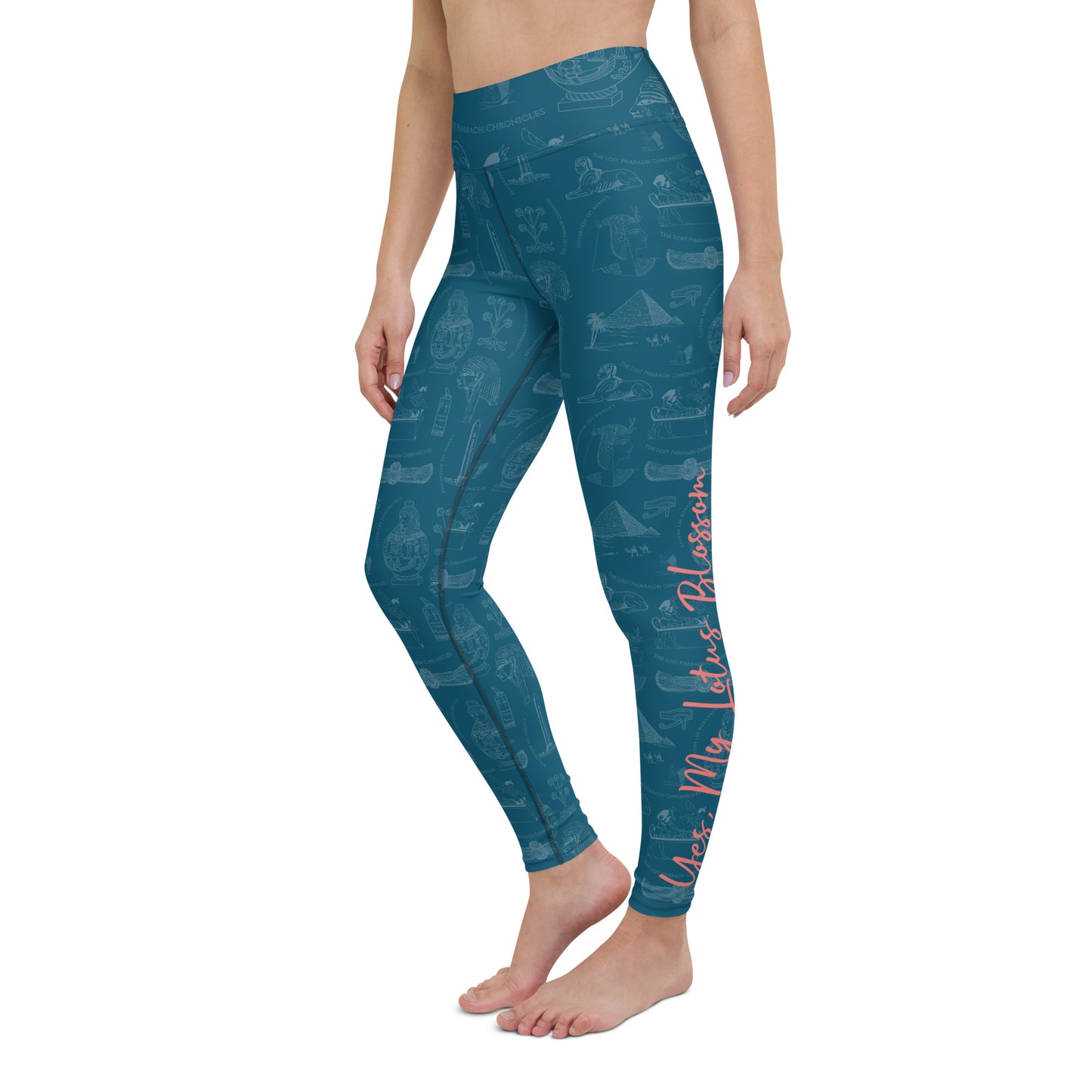 "Yes, My Lotus Blossom" Ancient Egypt Subtle Print Yoga Leggings