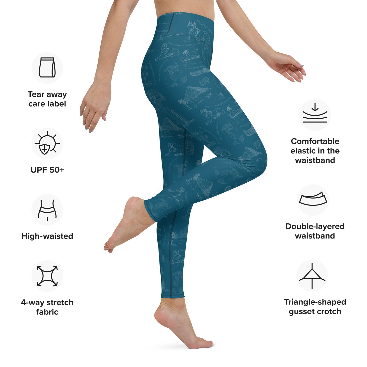 "Yes, My Lotus Blossom" Ancient Egypt Subtle Print Yoga Leggings