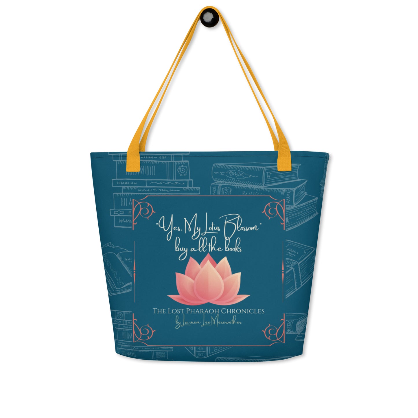 "Yes, My Lotus Blossom Buy all the Books" Large Tote Book Bag